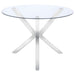 Coaster Vance Glass Top Dining Table with X-cross Base Chrome Default Title