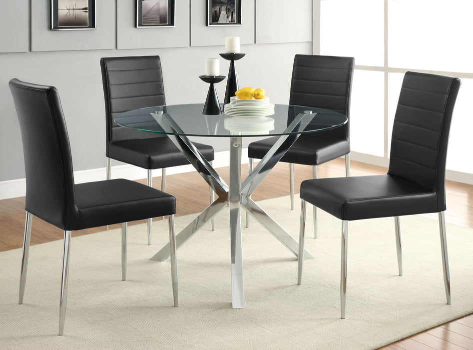 Coaster Vance Glass Top Dining Table with X-cross Base Chrome Default Title