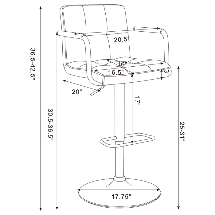 Coaster Palomar Adjustable Height Bar Stool Black and Chrome White