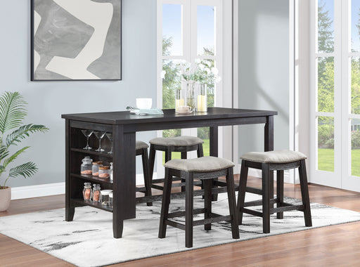 Coaster Elliston Rectangular Counter Height Dining Set Dark Grey and Beige Default Title