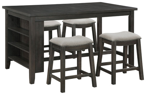 Coaster Elliston Rectangular Counter Height Dining Set Dark Grey and Beige Default Title