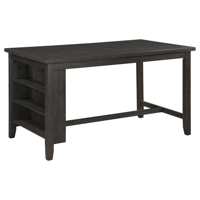 Coaster Elliston Rectangular Counter Height Dining Table with Storage Shelves Dark Grey Default Title