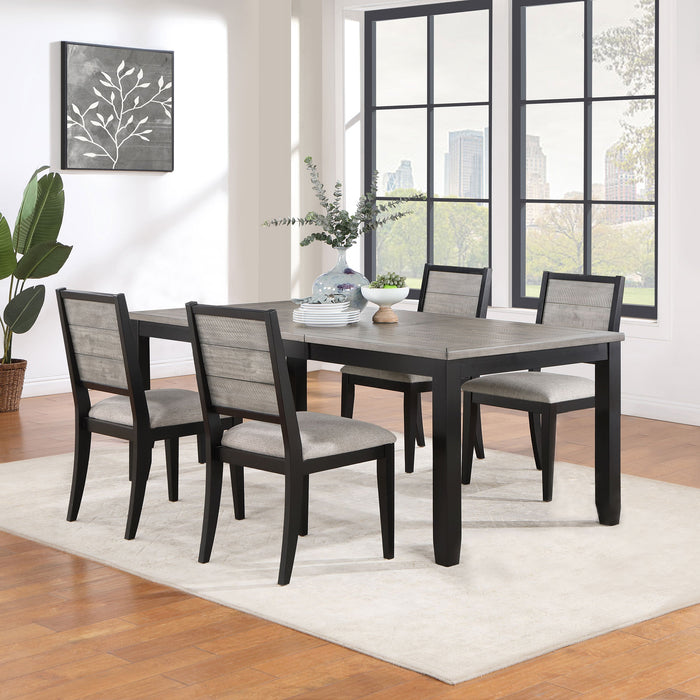 Coaster Elodie Dining Table Set with Extension Leaf Grey and Black Set of 7