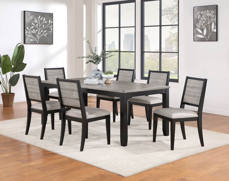 Coaster Elodie Dining Table Set with Extension Leaf Grey and Black Set of 7