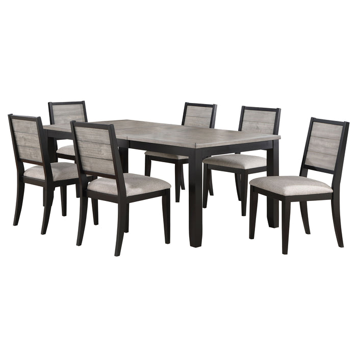 Coaster Elodie Dining Table Set with Extension Leaf Grey and Black Set of 7