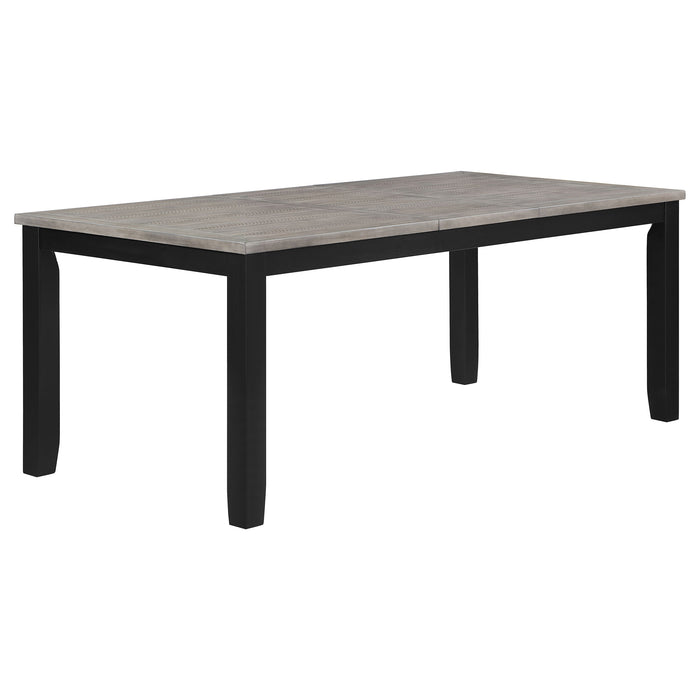 Coaster Elodie Dining Table Set with Extension Leaf Grey and Black Set of 7