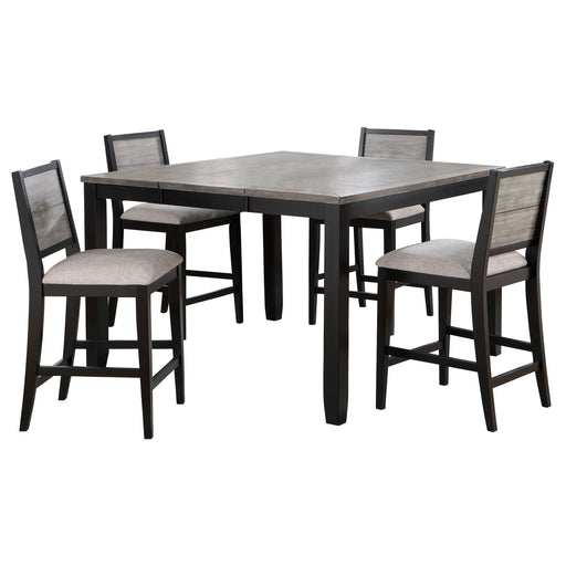 Coaster Elodie Counter Height Dining Table Set with Extension Leaf Grey and Black Default Title