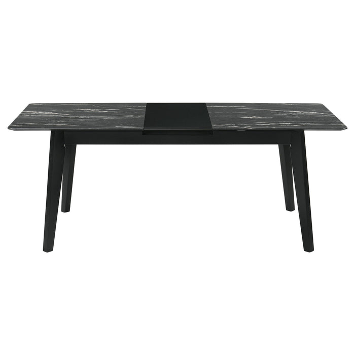 Coaster Crestmont Rectangular Dining Table with Faux Marble Top and 16" Self-Storing Extension Leaf Grey Default Title