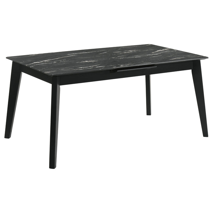 Coaster Crestmont Rectangular Dining Table with Faux Marble Top and 16" Self-Storing Extension Leaf Grey Default Title