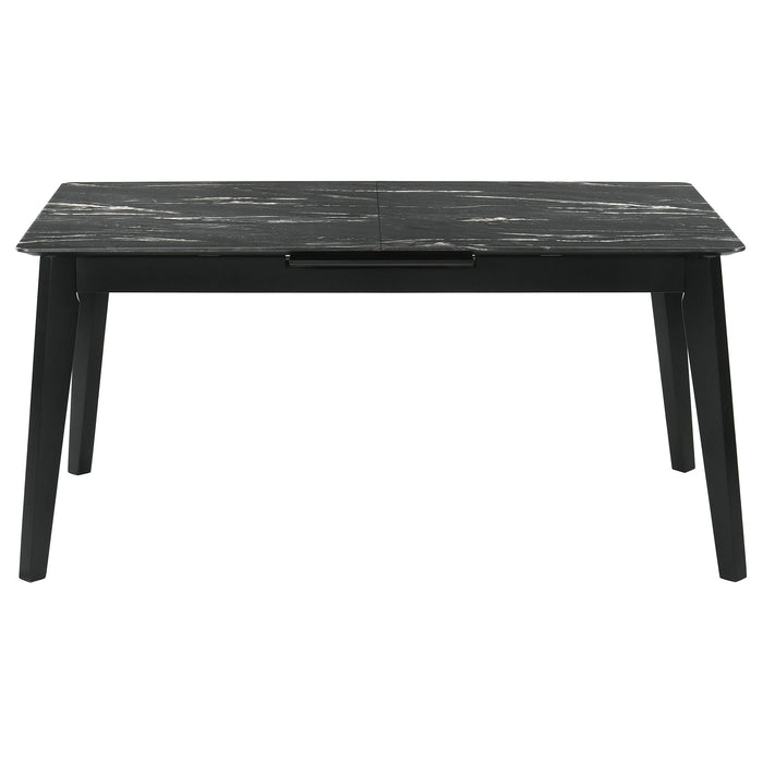 Coaster Crestmont Rectangular Dining Table with Faux Marble Top and 16" Self-Storing Extension Leaf Grey Default Title