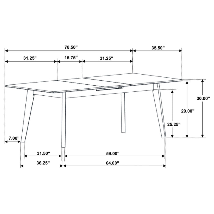 Coaster Crestmont Rectangular Dining Table with Faux Marble Top and 16" Self-Storing Extension Leaf Grey Default Title