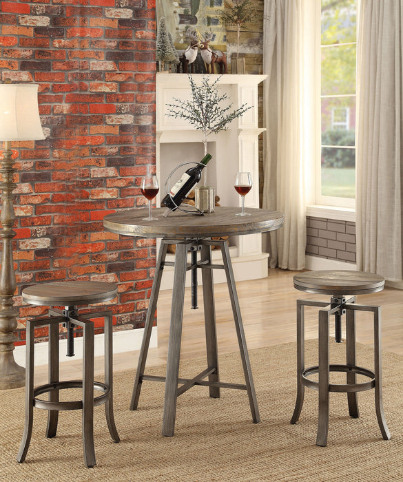 Coaster Bartlett Adjustable Height Swivel Bar Stools Brushed Nutmeg and Slate Grey (Set of 2) Default Title