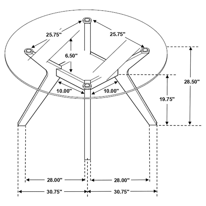 Coaster Paxton 48" Round Glass Top Dining Table Clear and Nutmeg Default Title