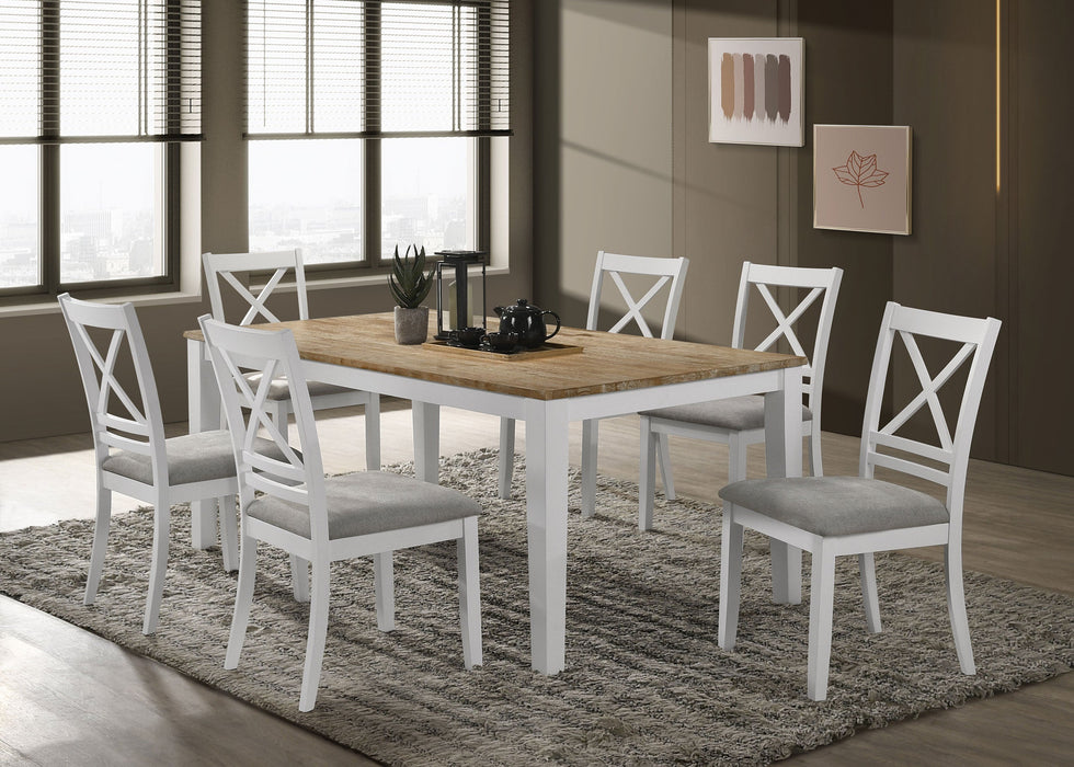 Coaster Hollis Rectangular Solid Wood Dining Table Brown and White Default Title