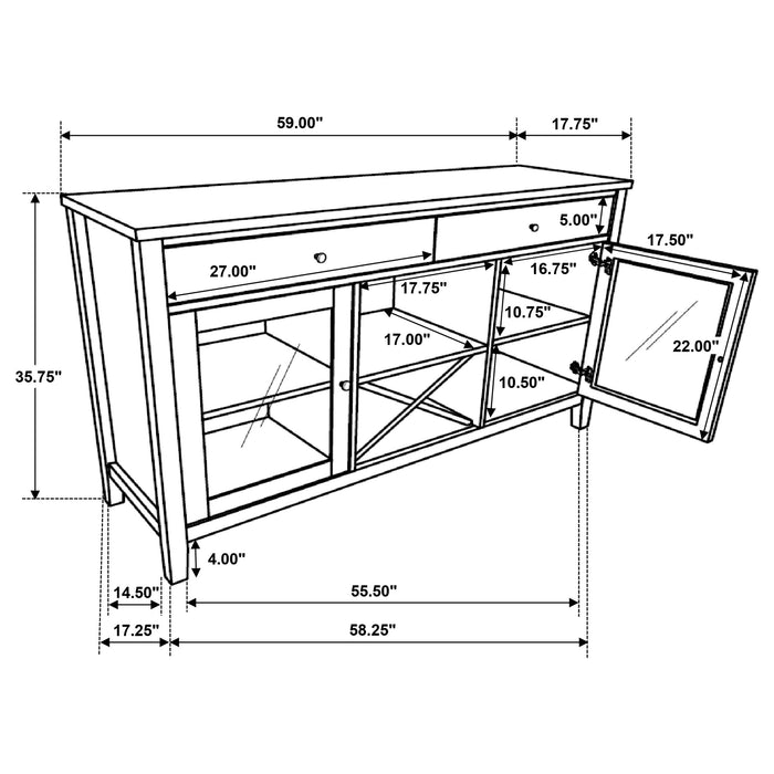 Coaster Hollis 2-door Dining Sideboard with Drawers Brown and White Default Title