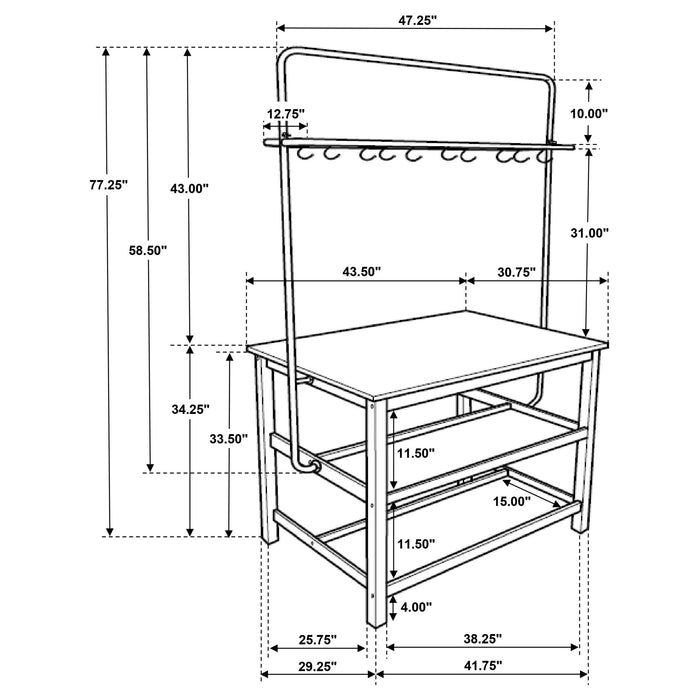 Coaster Hollis 3-piece Kitchen Island Counter Height Table with Stools Brown and White Default Title