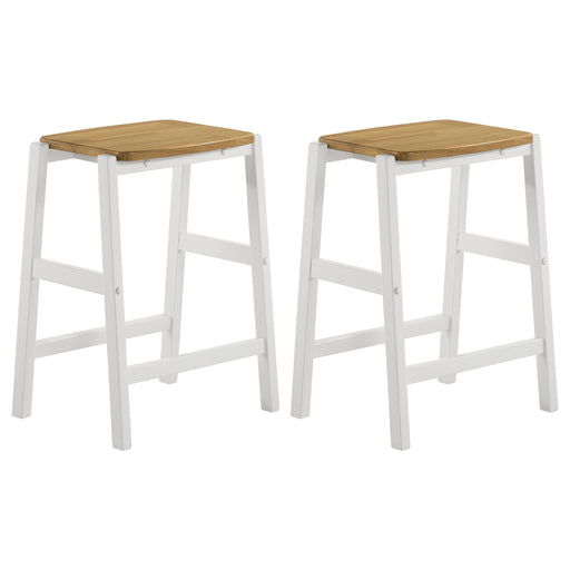 Coaster Hollis Wood Counter Height Backless Bar Stool Brown and White (Set of 2) Default Title