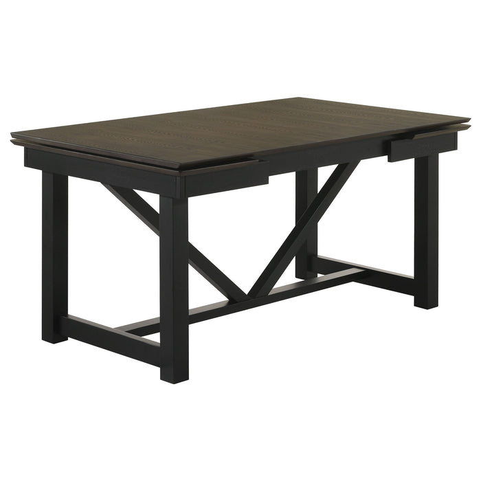 Coaster Malia Rectangular Dining Table with Refractory Extension Leaf Black Default Title