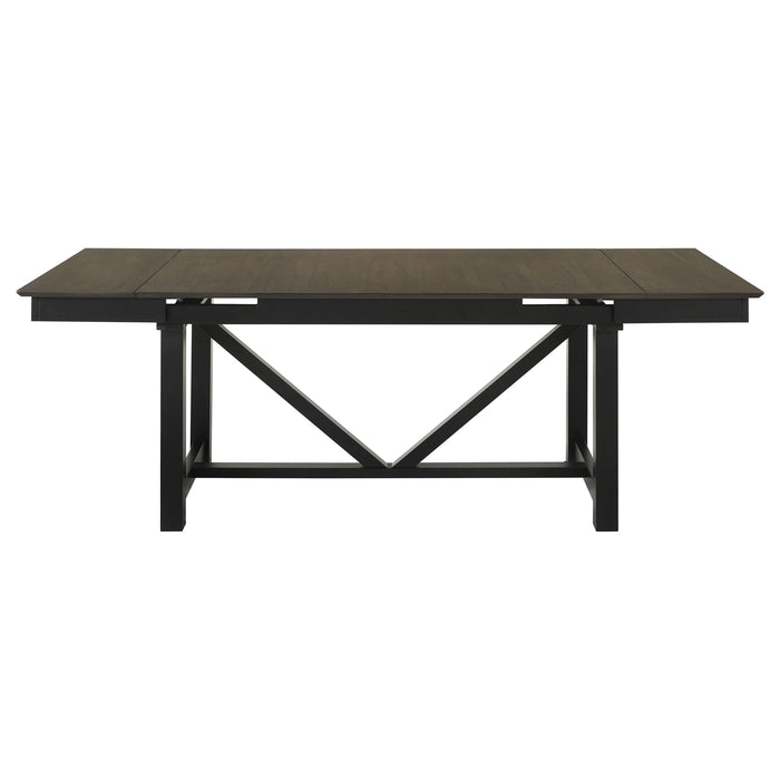 Coaster Malia Rectangular Dining Table with Refractory Extension Leaf Black Default Title