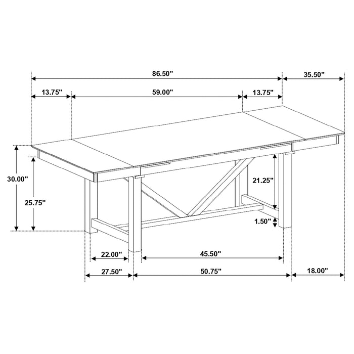 Coaster Malia Rectangular Dining Table with Refractory Extension Leaf Black Default Title