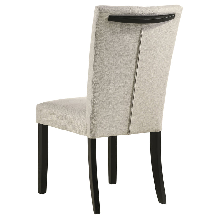 Coaster Malia Upholstered Solid Back Dining Side Chair Beige and Black (Set of 2) Default Title