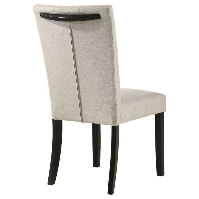 Coaster Malia Upholstered Solid Back Dining Side Chair Beige and Black (Set of 2) Default Title