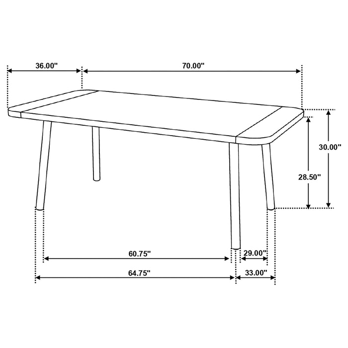 Coaster Maverick Rectangular Tapered Legs Dining Table Natural Mango and Black Default Title