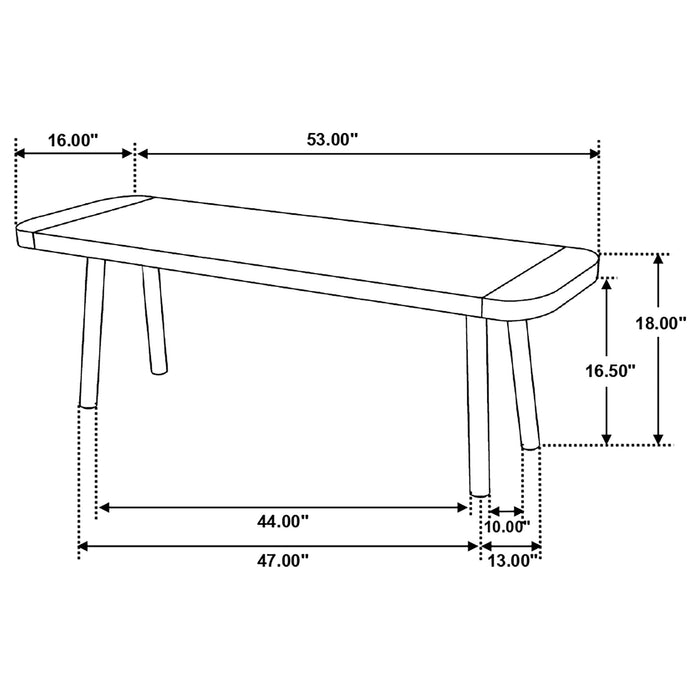 Coaster Maverick Rectangular Dining Bench Natural Mango and Black Default Title