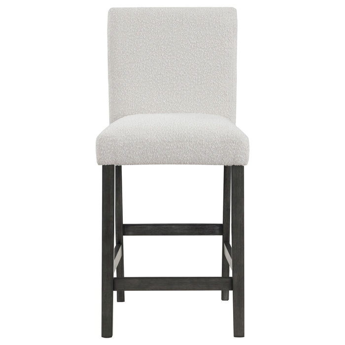 Coaster Alba Boucle Upholstered Counter Height Dining Chair White and Charcoal Grey (Set of 2) Grey