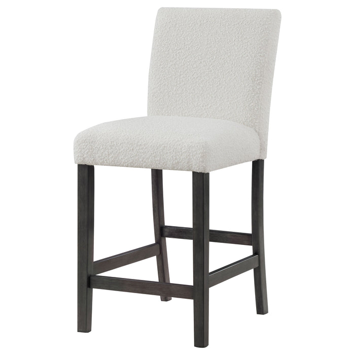 Coaster Alba Boucle Upholstered Counter Height Dining Chair White and Charcoal Grey (Set of 2) Grey