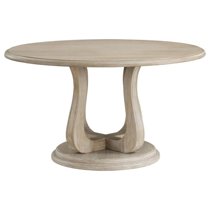 Trofello Round 60-inch Pedestal Dining Table White Washed