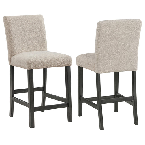Coaster Alba Boucle Upholstered Counter Height Dining Chair White and Charcoal Grey (Set of 2) Beige
