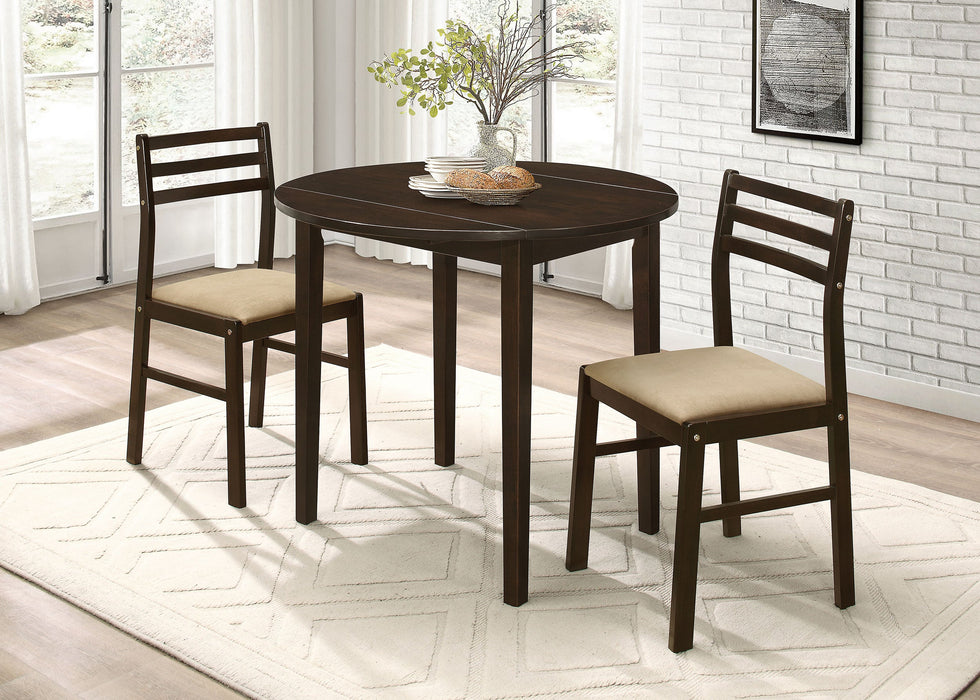 Coaster Bucknell 3-piece Dining Set with Drop Leaf Natural and Tan Capuccino