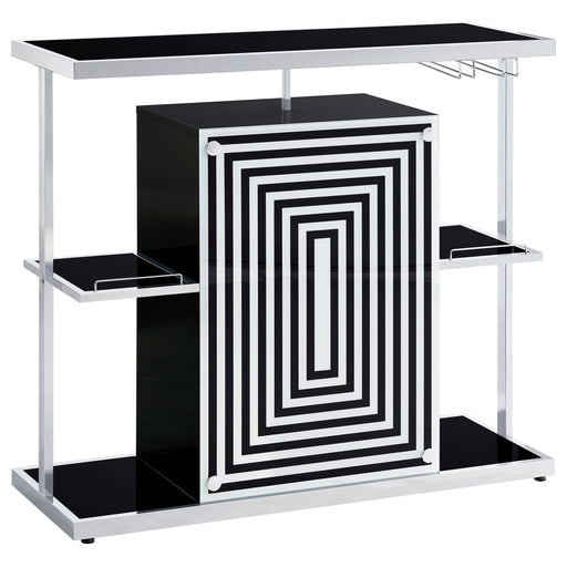 Coaster Zinnia 2-tier Bar Unit Glossy Black and White Default Title