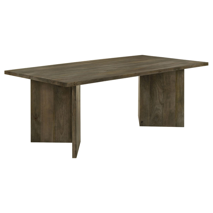 Coaster Tyler Rectangular Double V-Leg Dining Table Mango Brown Default Title