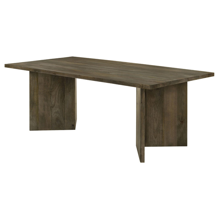 Coaster Tyler Rectangular Double V-Leg Dining Table Mango Brown Default Title