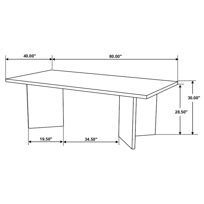 Coaster Tyler Rectangular Double V-Leg Dining Table Mango Brown Default Title