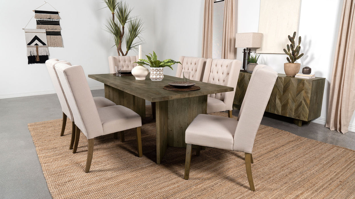 Coaster Tyler Rectangular Double V-Leg Dining Table Mango Brown Default Title