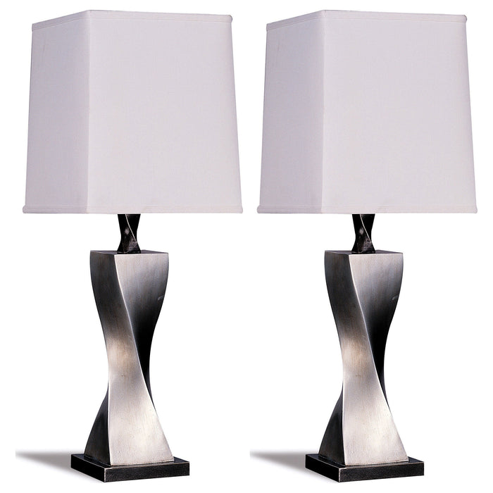 Coaster Keene Square Shade Table Lamps White and Antique Silver (Set of 2) Default Title