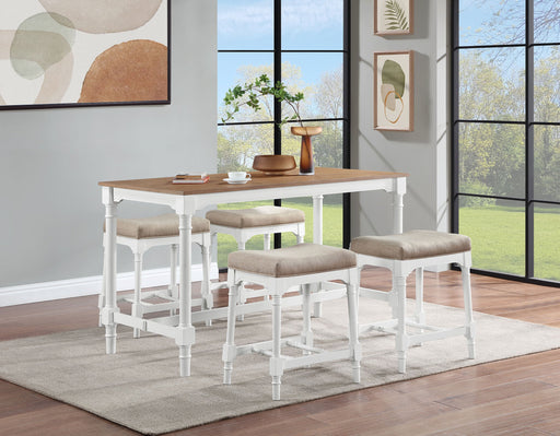 Coaster Martina Rectangular Counter Height Dining Set with Stools Brown and White Default Title