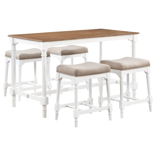 Coaster Martina Rectangular Counter Height Dining Set with Stools Brown and White Default Title