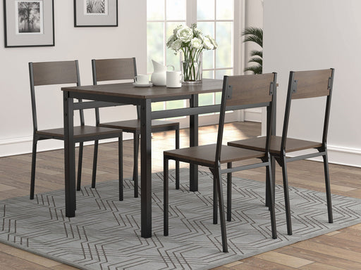 Coaster Lana Rectangular Dining Table Set Dark Brown and Matte Black Default Title