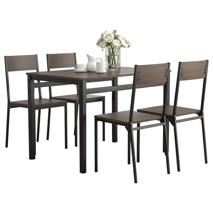 Coaster Lana Rectangular Dining Table Set Dark Brown and Matte Black Default Title