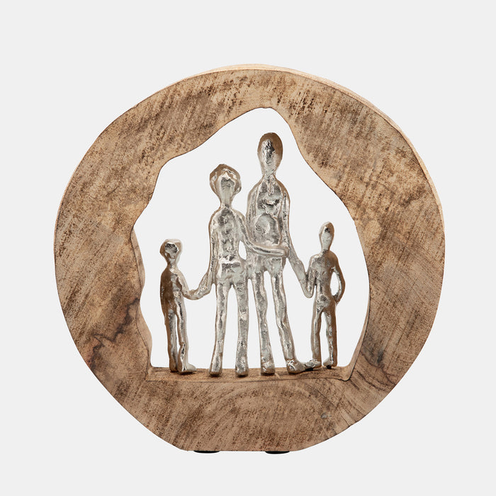 Aluminum Family In Mango Wood, Silver/brown