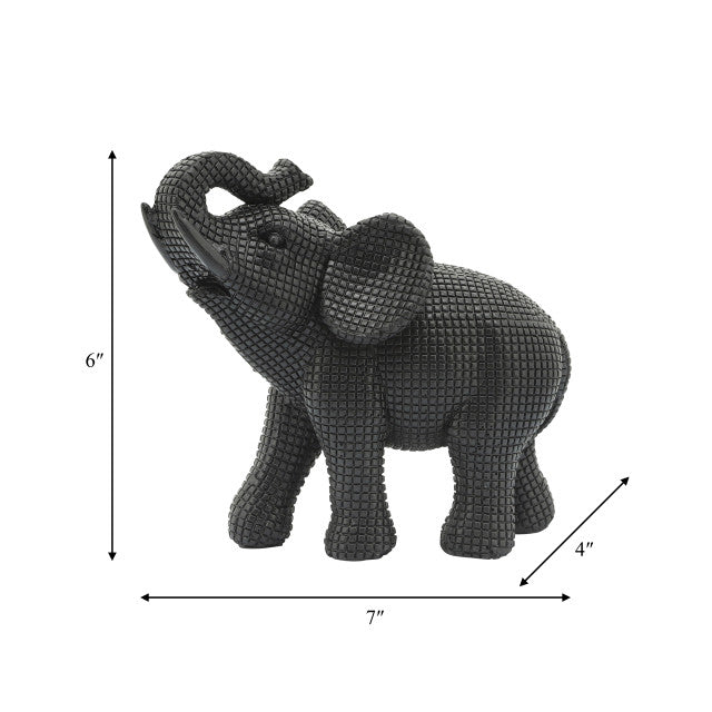 Resin 7" Elephant Table Accent, Black