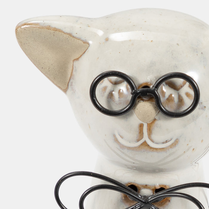 Ceramic Cat W/ Glasses