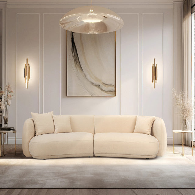 4-Seat Curved Sofa, Ivory/ Beige
