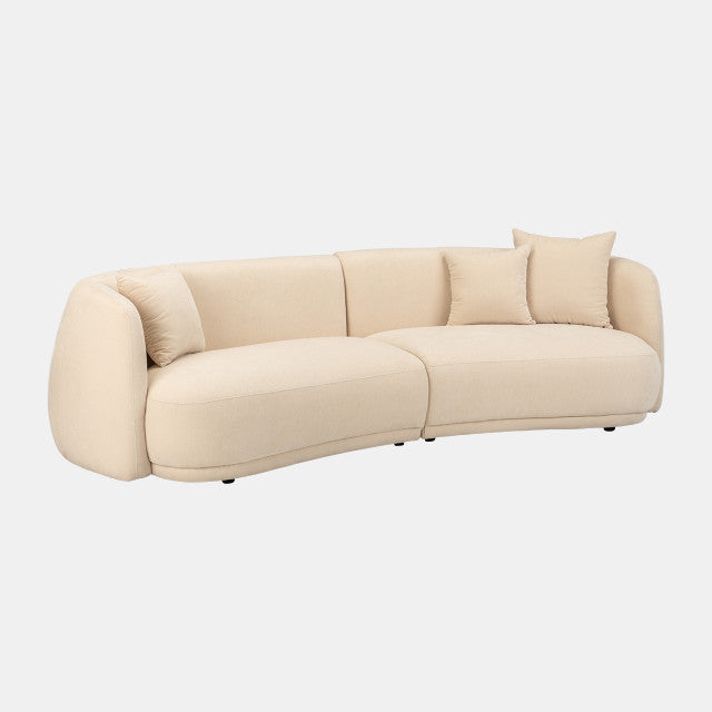 4-Seat Curved Sofa, Ivory/ Beige