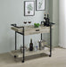 Coaster Ventura 2-tier Bar Cart with Storage Drawer Grey Driftwood Default Title