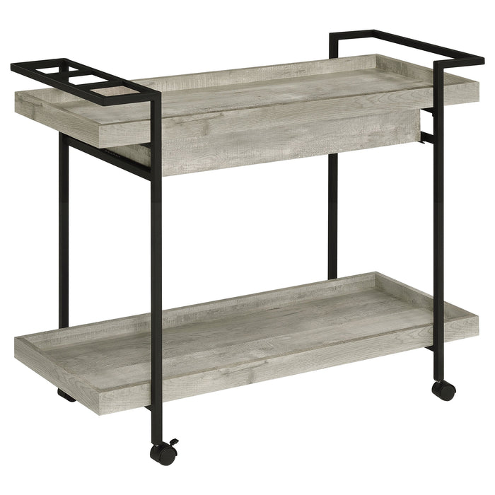 Coaster Ventura 2-tier Bar Cart with Storage Drawer Grey Driftwood Default Title